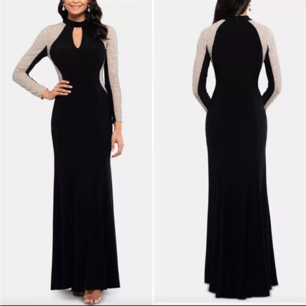 Xscape Black Dress with Silver Accents